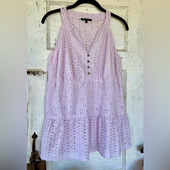 STACCATO, NWOT WOMENS SLEEVELESS, TIERED TOP IN LILAC. 100% COTTON EYELET.SIZE S - Picture 5 of 9